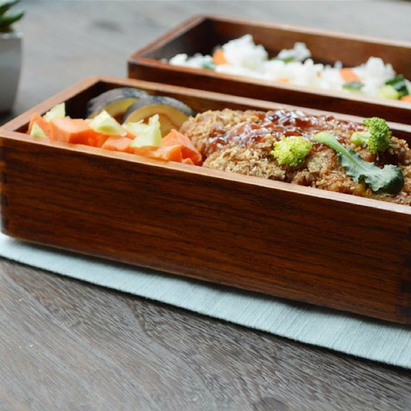 Double Deck Lacquered Wood Bento Lunch Box - Asia Emarket